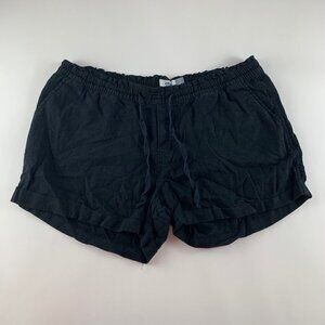 Old Navy Retro Black Linen Blend Pull On Shorts L